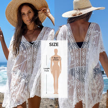 Load image into Gallery viewer, CUPSHE White Crochet Bikini Cover Up with Fringe Trim Women Sexy Hollow Tunic Beach Dress 2021 Summer Bathing Suit Beachwear
