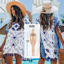 Load image into Gallery viewer, CUPSHE White Crochet Bikini Cover Up with Fringe Trim Women Sexy Hollow Tunic Beach Dress 2021 Summer Bathing Suit Beachwear
