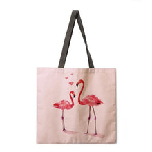 Load image into Gallery viewer, Folding shopping bag flamingo print bag lady shoulder bag female leisure handbag outdoor beach bag female handbag
