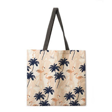 Load image into Gallery viewer, Folding shopping bag flamingo print bag lady shoulder bag female leisure handbag outdoor beach bag female handbag
