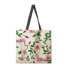 Load image into Gallery viewer, Folding shopping bag flamingo print bag lady shoulder bag female leisure handbag outdoor beach bag female handbag
