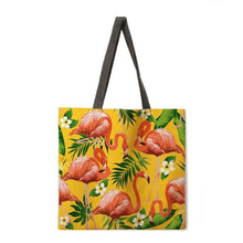 Load image into Gallery viewer, Folding shopping bag flamingo print bag lady shoulder bag female leisure handbag outdoor beach bag female handbag
