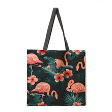 Load image into Gallery viewer, Folding shopping bag flamingo print bag lady shoulder bag female leisure handbag outdoor beach bag female handbag
