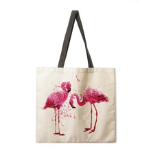 Load image into Gallery viewer, Folding shopping bag flamingo print bag lady shoulder bag female leisure handbag outdoor beach bag female handbag
