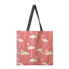 Load image into Gallery viewer, Folding shopping bag flamingo print bag lady shoulder bag female leisure handbag outdoor beach bag female handbag
