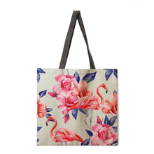 Load image into Gallery viewer, Folding shopping bag flamingo print bag lady shoulder bag female leisure handbag outdoor beach bag female handbag
