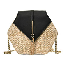 Load image into Gallery viewer, Hexagon Mulit Style Straw+leather Handbag 2021 Women Summer Rattan Bag Handmade Woven Beach Circle Bohemia Shoulder Bag New
