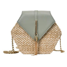 Load image into Gallery viewer, Hexagon Mulit Style Straw+leather Handbag 2021 Women Summer Rattan Bag Handmade Woven Beach Circle Bohemia Shoulder Bag New
