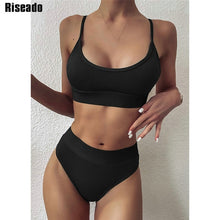 Load image into Gallery viewer, Riseado Push Up Sexy Bikini 2021 High Waist Swimsuit Swimwear Women Ribbed Beachwear Solid Brazilian Bikini Strap Bathing Suit
