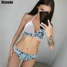 Load image into Gallery viewer, Riseado Sexy Push Up Bikinis Set Swimwear Women Swimsuits Bathing Suit Women Halter biquini Leaf Print Beach Wear Bikini 2021
