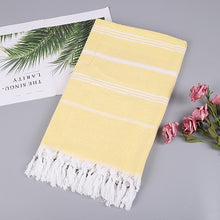 Load image into Gallery viewer, Turkish Beach Towels Cotton Stripes Yarn-Dyed Stripes Thin Bath Towel Sunscreen Muslin Towels for Adults 100*180cm Peshtemal
