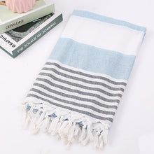 Load image into Gallery viewer, Turkish Beach Towels Cotton Stripes Yarn-Dyed Stripes Thin Bath Towel Sunscreen Muslin Towels for Adults 100*180cm Peshtemal
