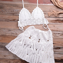 Load image into Gallery viewer, Two-piece Crochet Women Bikini Set Cover Up Swimsuit Swim Skirt Swimwear Bathing Swimdress Beachwear
