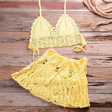 Load image into Gallery viewer, Two-piece Crochet Women Bikini Set Cover Up Swimsuit Swim Skirt Swimwear Bathing Swimdress Beachwear
