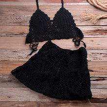 Load image into Gallery viewer, Two-piece Crochet Women Bikini Set Cover Up Swimsuit Swim Skirt Swimwear Bathing Swimdress Beachwear
