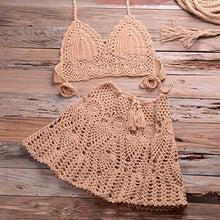 Load image into Gallery viewer, Two-piece Crochet Women Bikini Set Cover Up Swimsuit Swim Skirt Swimwear Bathing Swimdress Beachwear
