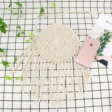 Load image into Gallery viewer, Women Circle Straw Bags Summer Beach Tassel Female INS Popular Shoulder Bag Lady Casual Handmade Weave Round Crossbody SS3108
