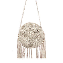 Load image into Gallery viewer, Women Circle Straw Bags Summer Beach Tassel Female INS Popular Shoulder Bag Lady Casual Handmade Weave Round Crossbody SS3108
